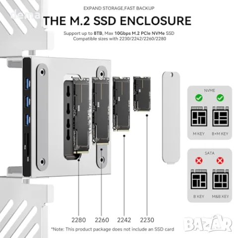 Алуминиева докинг станция Minisopuru за Mac Mini M4 с 4K@60Hz HDMI и M.2 NVMe слот до 8TB, снимка 6 - Друга електроника - 55771521