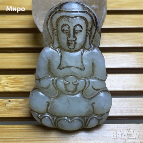 НЕФРИТ БУДА РЕЛИГИЯ АЗИЯ МЕДАЛЬОН ВИСУЛКА ТАЛИСМАН АМУЛЕТ , снимка 2 - Колиета, медальони, синджири - 41652235