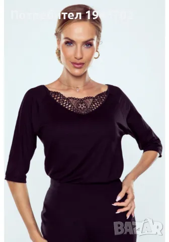 Дамска блуза с 34 ръкави в черен цвят ORNELLA