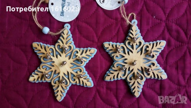 Нови дървенни Коледни играчки със звънчета., снимка 2 - Декорация за дома - 38815941