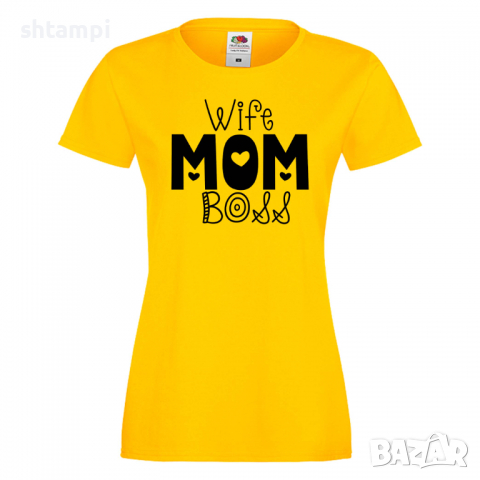 Дамска тениска Wife Mom Boss 2,Празник на Майката,Подарък,Изненада,Рожден Ден, снимка 8 - Тениски - 36297631