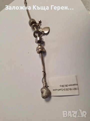 Сребърна гривна Pandora 26.26гр., снимка 3 - Гривни - 53340944