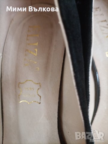 Продавам черни официални обувки  на Елиза . Естествен велур и лак отпред.Номер 39.Отговарят на 38., снимка 5 - Дамски елегантни обувки - 41731751