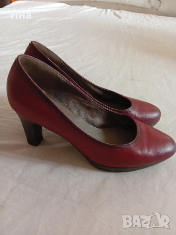 Тъмночервени обувки на TAMARIS естествена кожа, снимка 2 - Дамски обувки на ток - 52838134