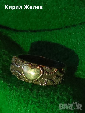 СТАРИНЕН БЕЛ ЕПОК Стил ОРНАМЕНТИРАН СРЕБЪРЕН ПРЪСТЕН СРЕБРО 925 РЪЧНА ИЗРАБОТКА със СЪРЧИЦЕ 34378, снимка 2 - Антикварни и старинни предмети - 39637814