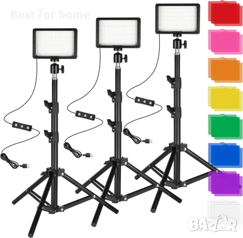  3 броя LED фото-видео лампи  и цветни филтри от Ci-Fotto