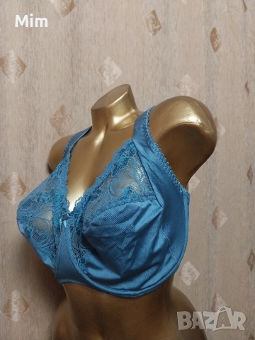 PLAISIR 95 H Син дантелен сутиен за едра дама , снимка 4 - Бельо - 51803091