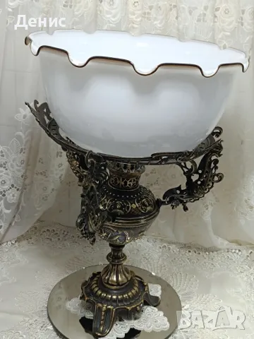 антична немска месингова лампа 450, снимка 5 - Настолни лампи - 49616597