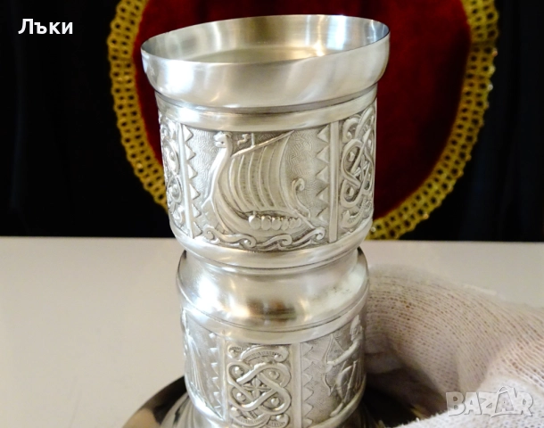 Калаен свещник,Викинги,драконов кораб Драккар,Норвегия. , снимка 3 - Антикварни и старинни предмети - 52068161