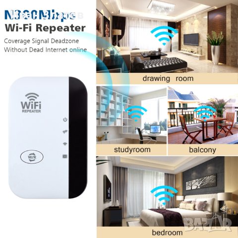 Усилвател за безжичен интернет, WiFi Repeater, 300Mbps, снимка 6 - Рутери - 40530046