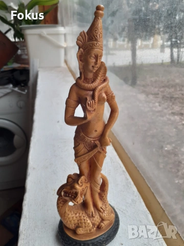 Стара статуетка на китайка фигура паста смола, снимка 2 - Антикварни и старинни предмети - 53430923