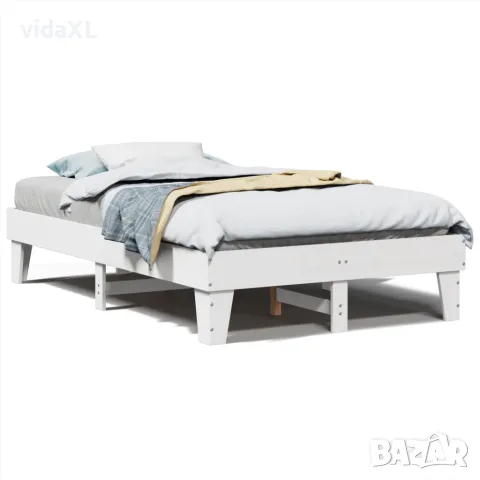 vidaXL Рамка за легло без матрак, бял, 120x190 см, борово дърво масив