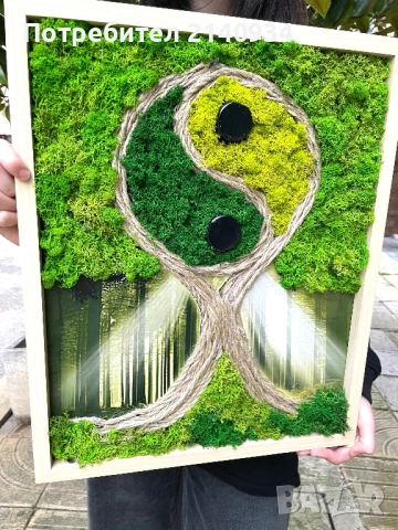 Голяма жива картина от скандинавски мъх, снимка 4 - Декорация за дома - 52749036
