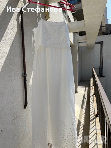 Нова бяла лятна парти коктейлна  елегантна дълга рокля декорация 3D 3Д  Reserved памук полиестер , снимка 9 - Рокли - 41550359