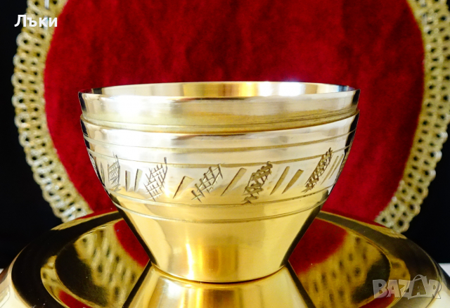Бронзова чаша,гравирана 70 мл. , снимка 1 - Антикварни и старинни предмети - 36213355
