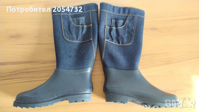 Нови ботуши с каучукова подметка и крачоли от дънкова материя - деним, снимка 4 - Дамски ботуши - 52157241