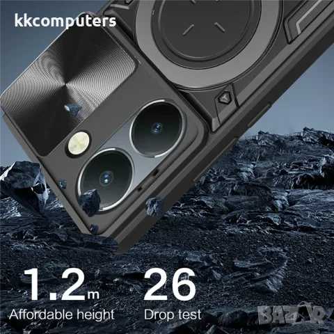 За vivo Y36 5G / Y36 4G Удароустойчив TPU PC Калъф с 360° Въртяща Халка, Стойка, Капаче за Камерата , снимка 8 - Калъфи, кейсове - 56070153