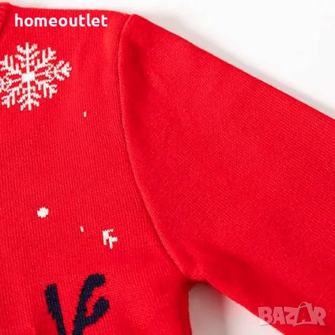 ПРОМОЦИЯ Коледен детски пуловер в два размера, червен с мече, снимка 3 - Детски пуловери и жилетки - 48392134