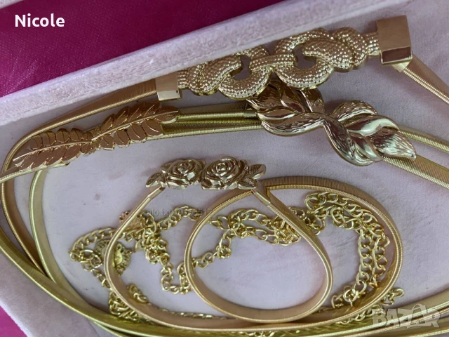 Уникални дамски колани-златни, сребърни, перлени, еластични, с регулиране на закопчаването, снимка 10 - Колани - 50830001