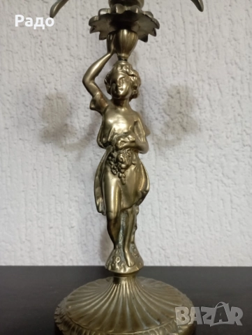 Месингов часовник и два месингови свещника, снимка 7 - Антикварни и старинни предмети - 52340614