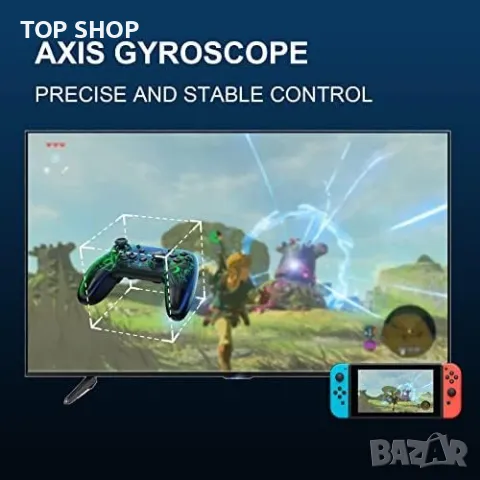 Нов Безжичен Про Контролер джойстик за PC, телефон iPhone, Android, Switch с LED и Турбо, снимка 4 - Аксесоари - 49509666