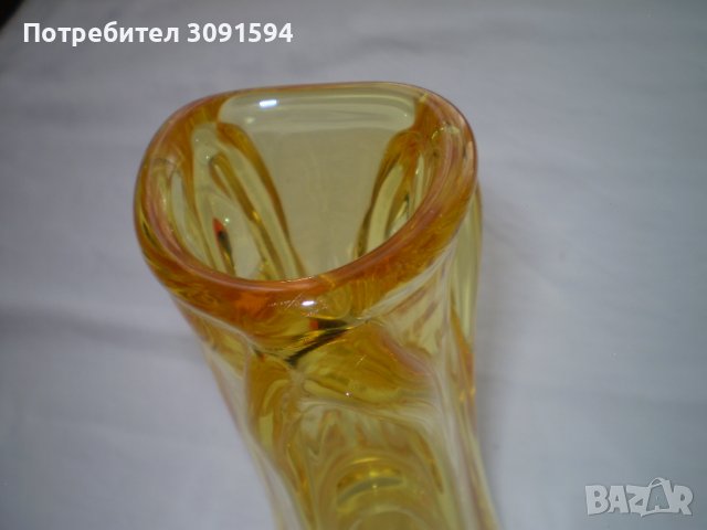 Ретро ЖЪЛТА ВАЗА КРИСТАЛНО СТЪКЛО , снимка 3 - Вази - 42319446