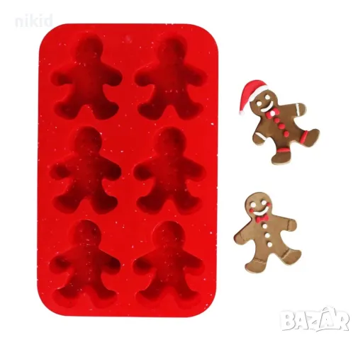 6 джинджифилово човече човечета дълбок силиконов молд форма фондан гипс свещ сапун шоколад декор