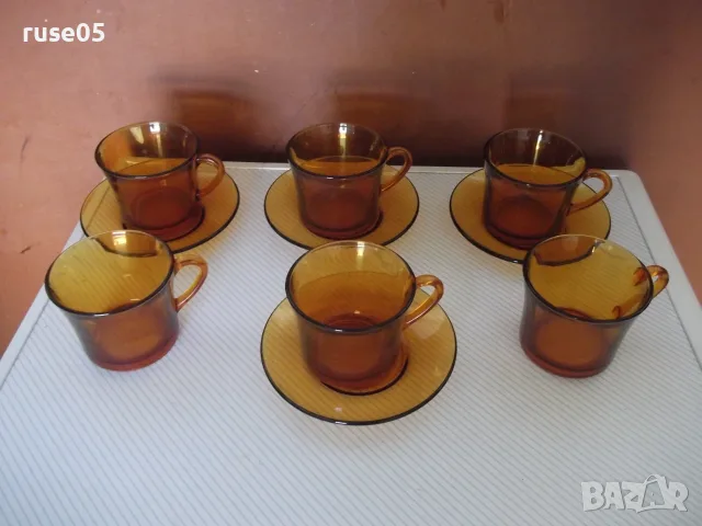 Комплект"DURALEX"от 6 бр. чашки за кафе и др. с 4бр. чинийки