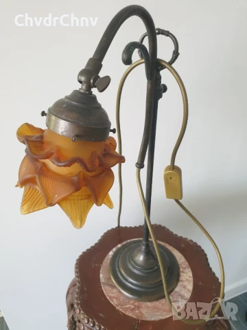 FD Bolletta 44см/Арт Деко стара италианска настолна лампа/бронз и стъкло