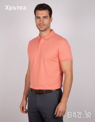 Hugo Boss Pio 1 - Оригинална мъжка тениска с яка размер L, снимка 2 - Тениски - 49756691