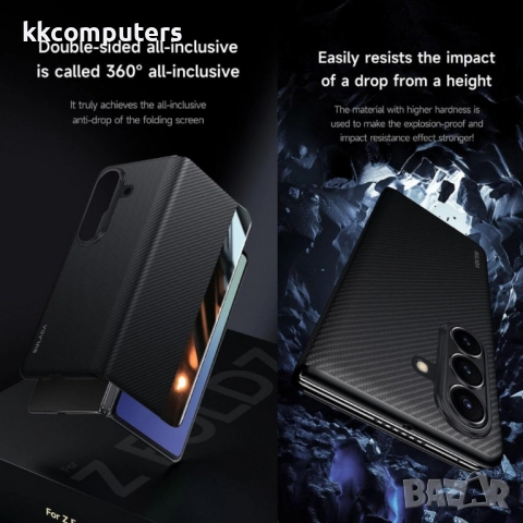 Калъф с протектор SULADA Kevlar за Samsung Galaxy Z Fold7 5G – смарт капак, кожена текстура и магнит, снимка 8 - Калъфи, кейсове - 52194945