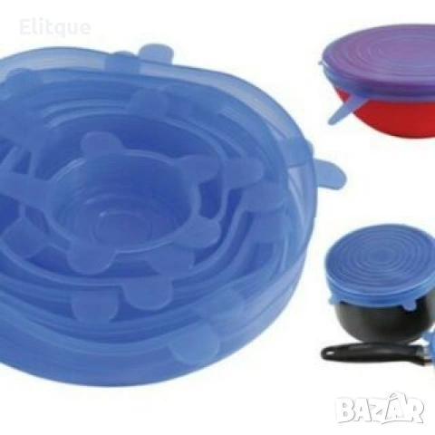 Комплект от 6 броя силиконови капаци за храна 🥣, снимка 11 - Форми - 53285509