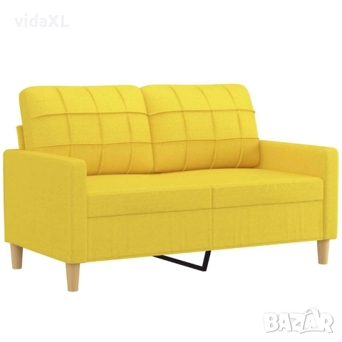 vidaXL 2-местен диван, светложълт, 120 см, плат(SKU:359088), снимка 1