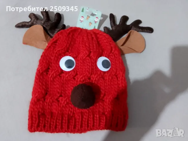 Детска коледна шапка, снимка 2 - Шапки, шалове и ръкавици - 48360158