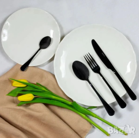 Комплект прибори за хранене Ambition Enna Black / 24 части - черен цвят, снимка 3 - Прибори за хранене, готвене и сервиране - 44603650