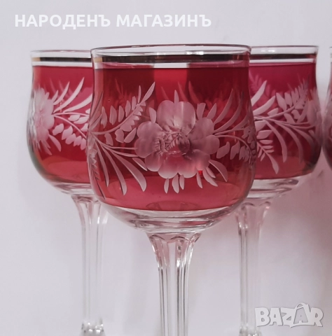 Немски сервиз чаши за ракия и аперитив - 6 броя цветно стъкло  , снимка 3 - Други ценни предмети - 51811043
