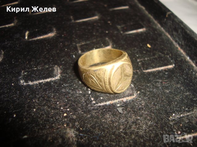 СТАР ПОЗЛАТЕН БРОНЗОВ ПРЪСТЕН МЕРЦЕДЕС МАСИВЕН МАЙСТОРСКА ИЗРАБОТКА РЯДЪК 9094, снимка 3 - Пръстени - 33867109