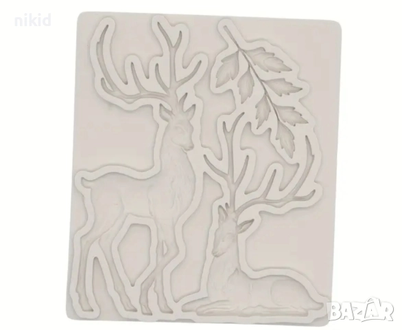 Елен елени клон силиконов молд форма фондан лов декор ловец торта, снимка 2 - Форми - 52069967