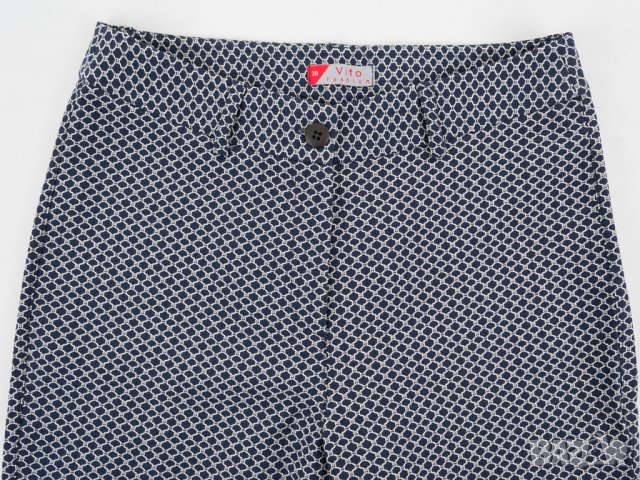Тъмносин елегантен дамски панталон Vito Fashion EU 38, снимка 2 - Панталони - 41885206