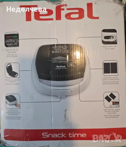 Гофретник и сандвич-мейкър Tefal Snack Time Happiness SW341112 (700W) , снимка 3 - Тостери - 55894288