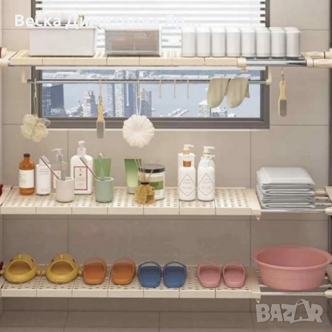 Разтегателен телескопичен рафт без пробиване 50–80 см, снимка 6 - Други стоки за дома - 52957520