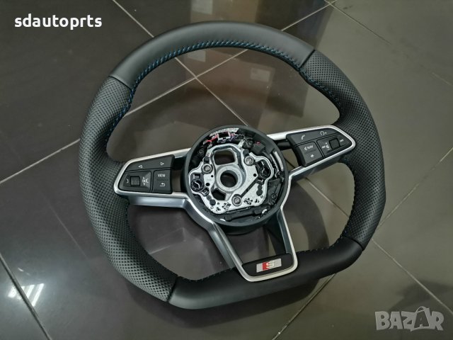 Нов Спортен Волан Audi TTS 8S S Line A3 8V A1 A4 A6 A7 Кожа Напа Син Шев