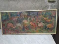 Платно картина flamingos Walther 1989г-подписана горе вляво 71х31х3см без рамка 69х29см, снимка 2