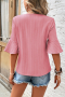 Дамска блуза в розов цвят, с широки ръкави и ефектна текстура, снимка 2