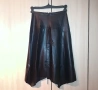 Дълга черна лъскава кожена пола "Zara" / "Зара" с асиметричен подгъв, размер М, снимка 1