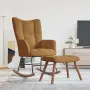 vidaXL Люлеещ се стол с табуретка, кафяв кадифе, снимка 3