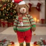 Коледно плюшено мече с пуловер и шапка – топъл акцент за празничен уют у дома, снимка 4
