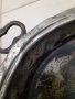 Стара медна опушена тава с бронзови дръжки, снимка 4