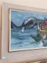 Чудесна майсторска картина ''Рибарско селище'' маслени бои върху платно подпис, рамка. , снимка 3