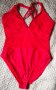 Червен бански костюм с мрежа М, снимка 1 - Бански костюми - 41665188